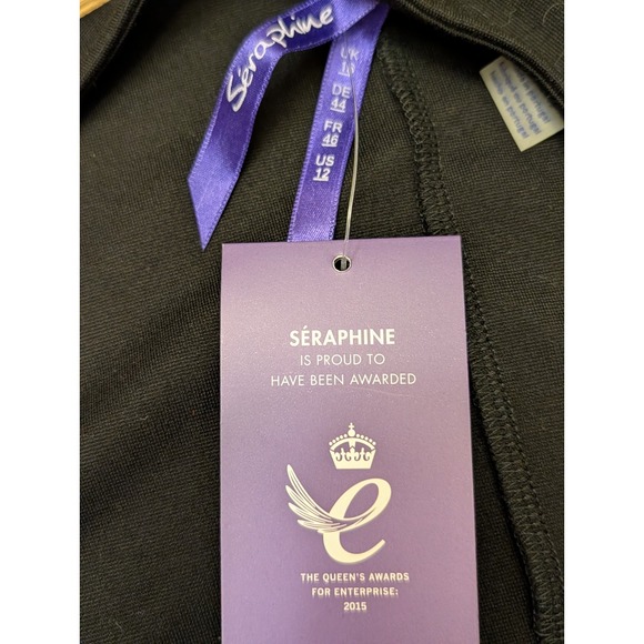 Seraphine Maternity Black Dress Boatneck Ponti Dress Size 12, 3/4 sleeve, NWT - Picture 9 of 12